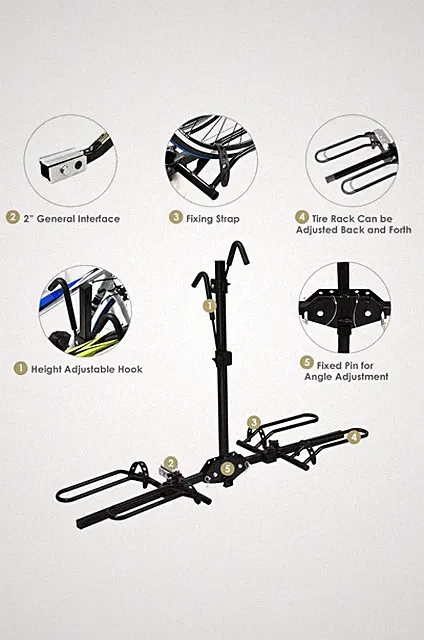 2 Bike Carrier Platform Hitch Rack Bicycle Rider Mount Sport Fold Receiver 2"