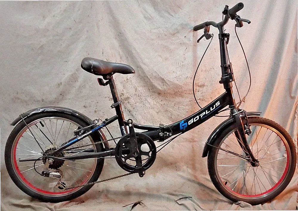 2020 Goplus Sports Folding Bike 20" Wheels 7 Speed Steel Black Fenders Commuter~