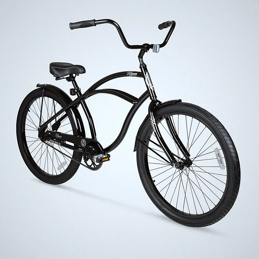 26" HYPER Mens Beach Cruiser Black Bicycle Alloy Wheels Steel Frame Comfort Seat