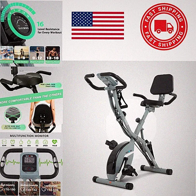 350LB Capacity Exercise Bike with Portable Design and Resistance Bands Included