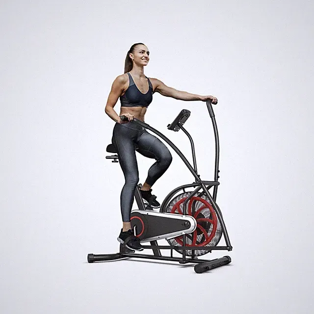 Air Bike Fan Exercise Bike - Unlimited Resistance w/LCD Display, Adjustable Seat