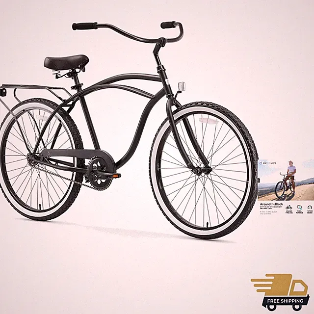 Elegant 26” Men's Beach Cruiser Bike with Rear Rack - Comfort & Style