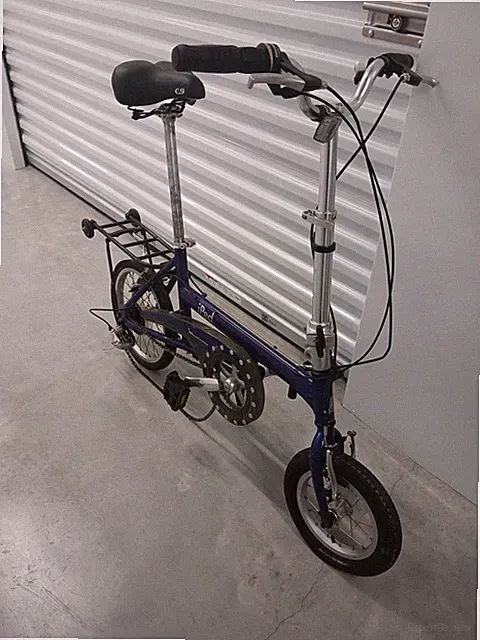 iPed Blue Folding Bike 14in Flat Bar Caliper Brakes Rear Rack