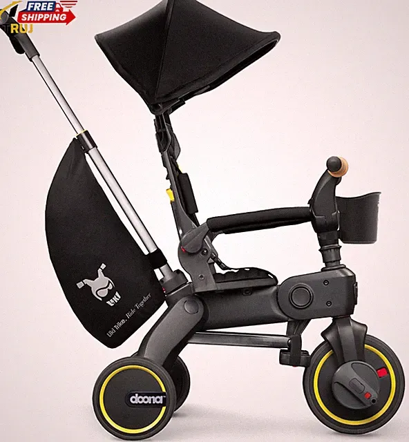 Liki Trike S5 Nitro Black 5-in-1 Compact Foldable Tricycle Suitable for Toddlers