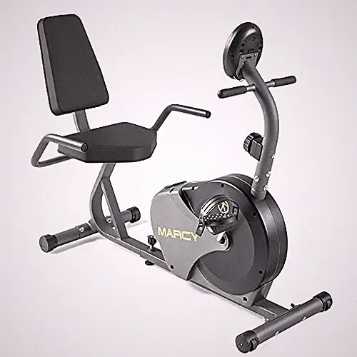 Marcy Magnetic Recumbent Bike with Adjustable Resistance and Transport Wheels